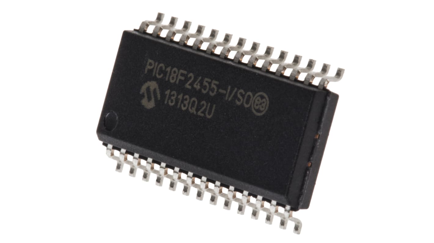 Microchip PIC18F单片机, PIC内核, 28针, SOIC, 最大48MHz, 24 kB，256 B 闪存, 2.048 kB RAM