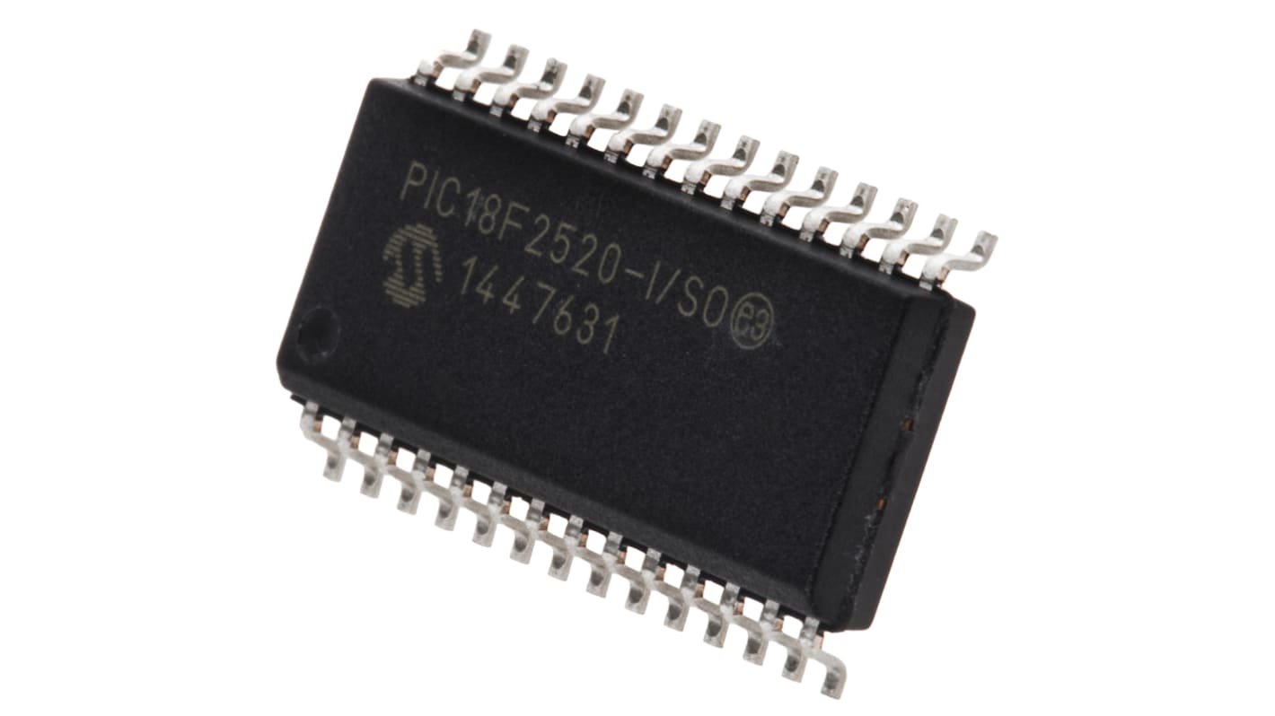 Microcontrolador Microchip PIC18F2520-I/SO, núcleo PIC de 8bit, RAM 1,536 kB, 40MHZ, SOIC de 28 pines