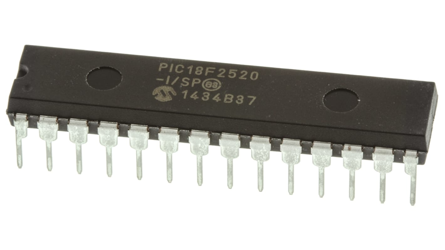 Microcontrolador Microchip PIC18F2520-I/SP, núcleo PIC de 8bit, RAM 1,536 kB, 40MHZ, SPDIP de 28 pines