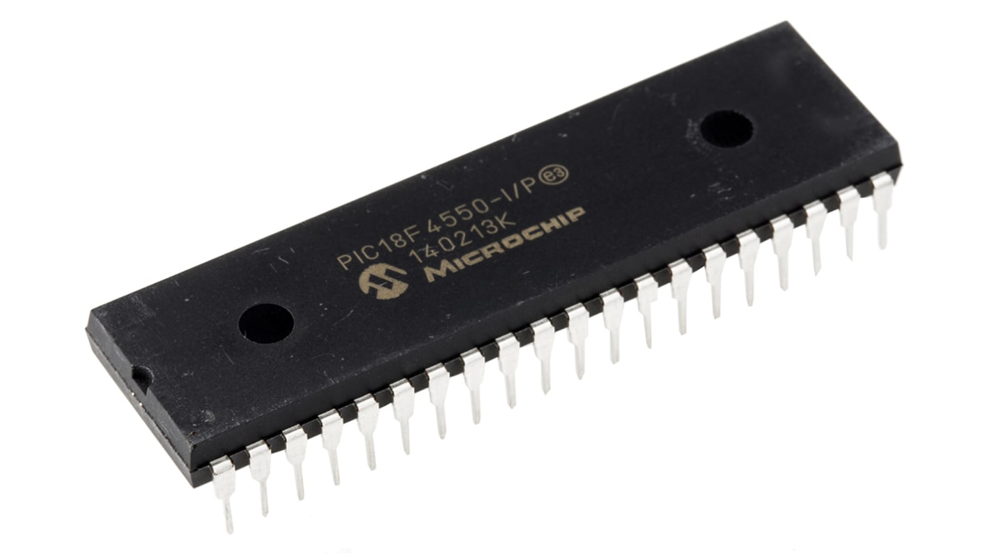 Microchip マイコン, PIC, 48MHz, 32 kB、256 B, フラッシュ, 40-Pin PDIP