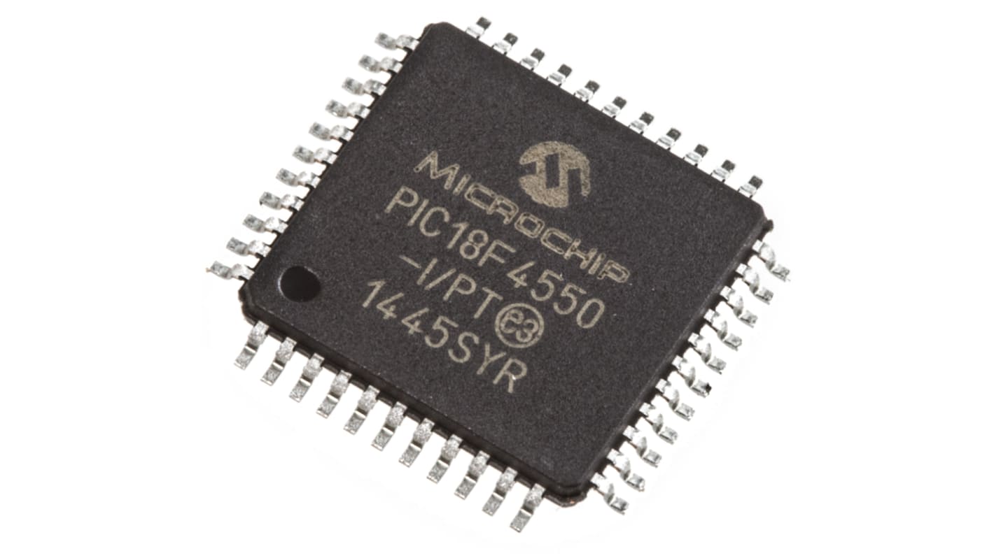 Microchip PIC18F4550-I/PT, 8bit PIC Microcontroller, PIC18F, 48MHz, 32 kB, 256 B Flash, 44-Pin TQFP