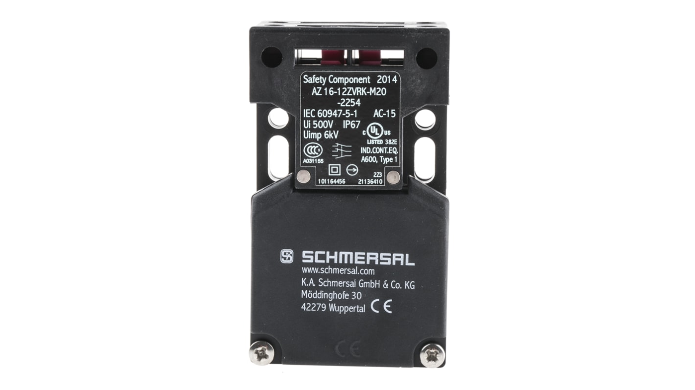 Schmersal 安全门开关键控锁, 2常闭/1常开, 最大直流24V, 最大交流230V, 最大4A, M20接口, IP67, AZ16系列