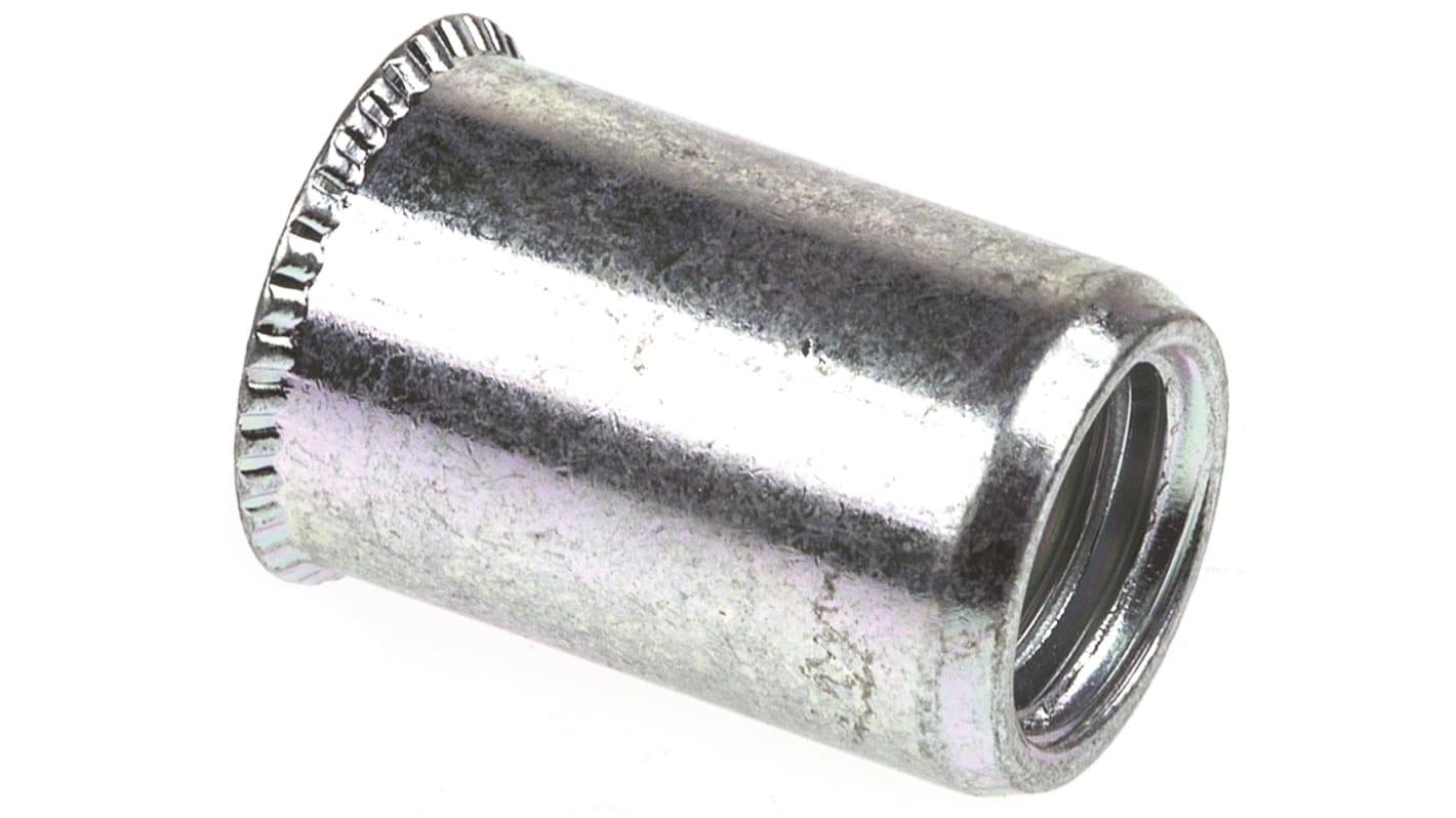 POP Galvanised, M8 Steel Threaded Insert, 11.5mm diameter 10.6mm Depth 16mm