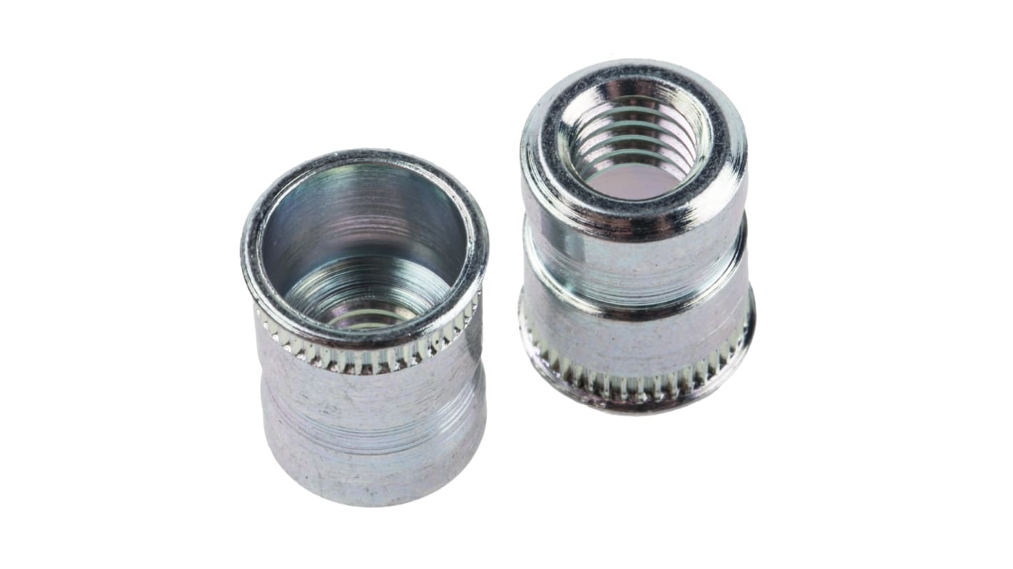 POP Clear Passivated, Galvanised, M6 Steel Threaded Insert, 10.16mm Depth 13.08mm