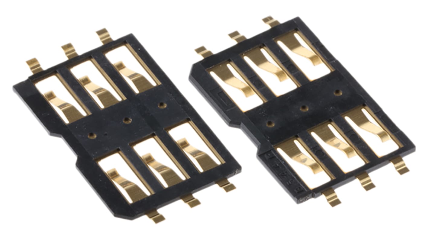 JAE 6 Way Memory Card Connector With Solder Termination