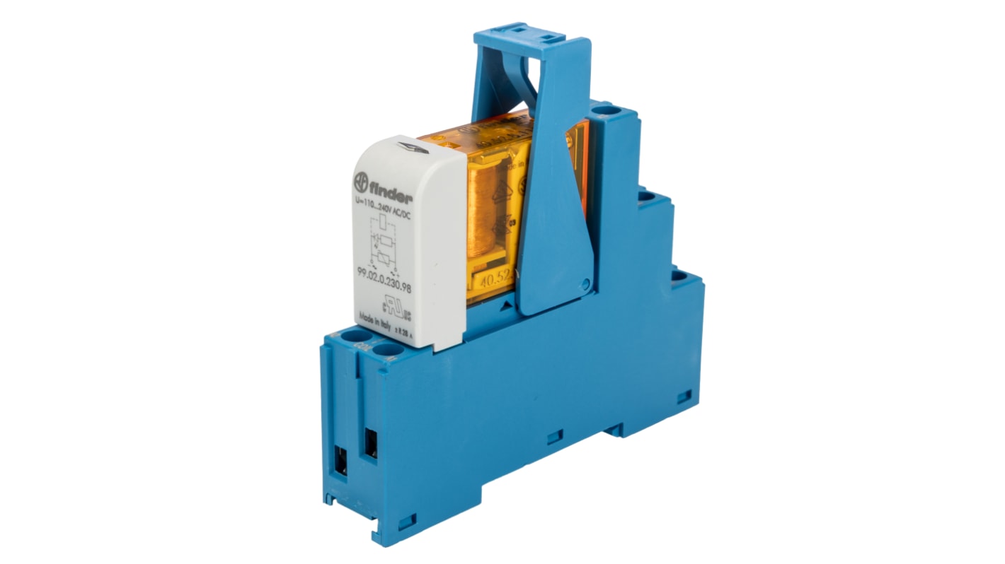 Finder 48 Series Interface Relay, DIN Rail Mount, 110V ac Coil, DPDT, 2-Pole
