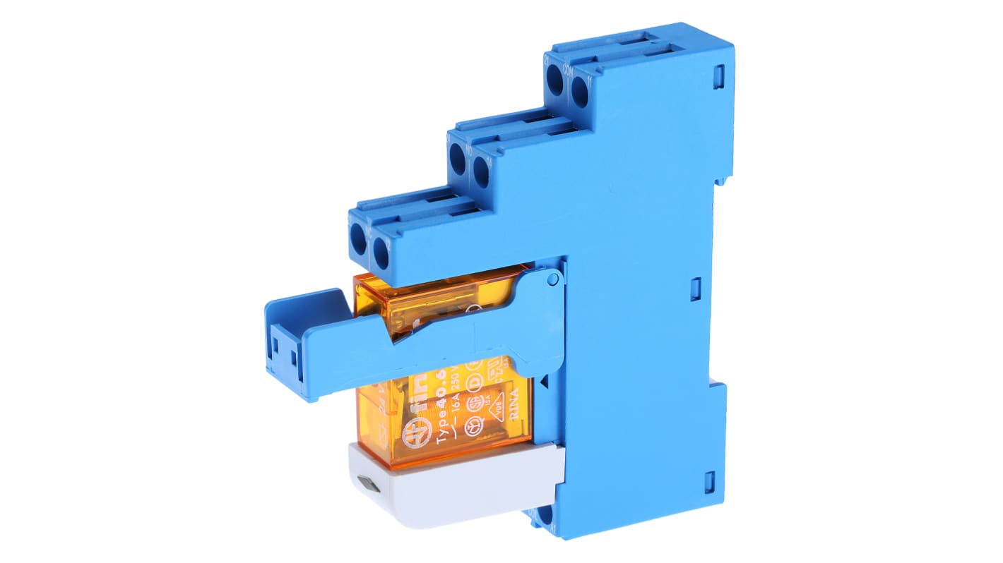 Finder 48 Series Interface Relay, DIN Rail Mount, 24V ac Coil, SPDT, 1-Pole, 16A Load