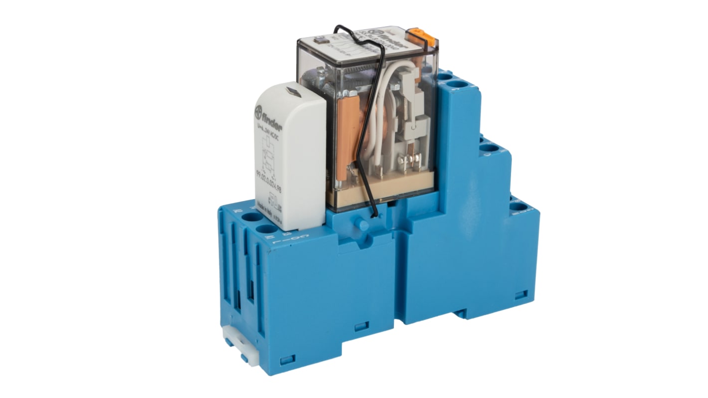 Finder 58 Series Interface Relay, DIN Rail Mount, 24V ac Coil, 4PDT, 4-Pole