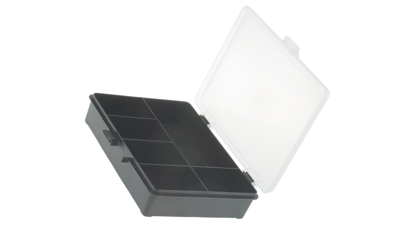 Raaco 6 Cell Black PP Compartment Box, 40mm x 179mm x 151mm