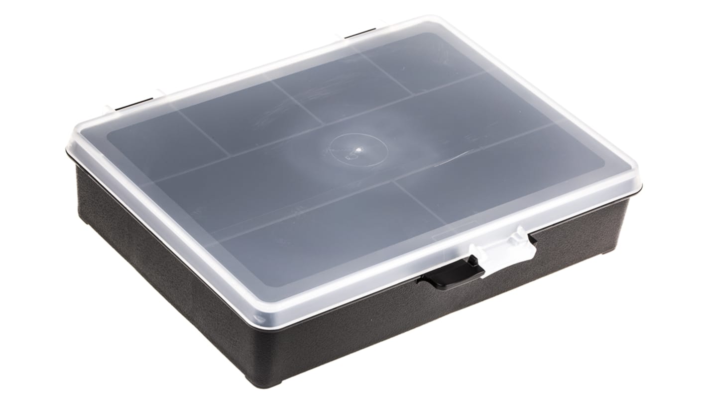 Raaco 7 Cell Black PP Compartment Box, 40mm x 179mm x 151mm