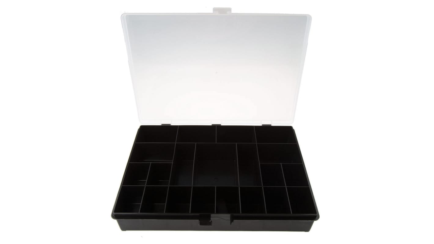 Raaco 21 Cell Black PP Compartment Box, 55mm x 332mm x 254mm