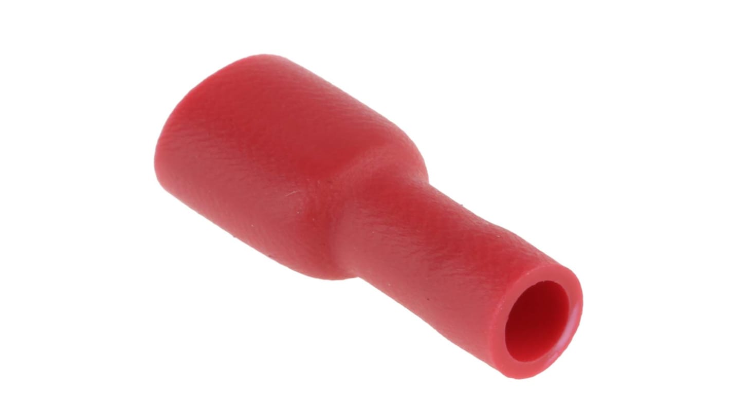 RS PRO Red Insulated Female Spade Connector, Double Crimp, 6.35 x 0.8mm Tab Size, 0.5mm² to 1.5mm²