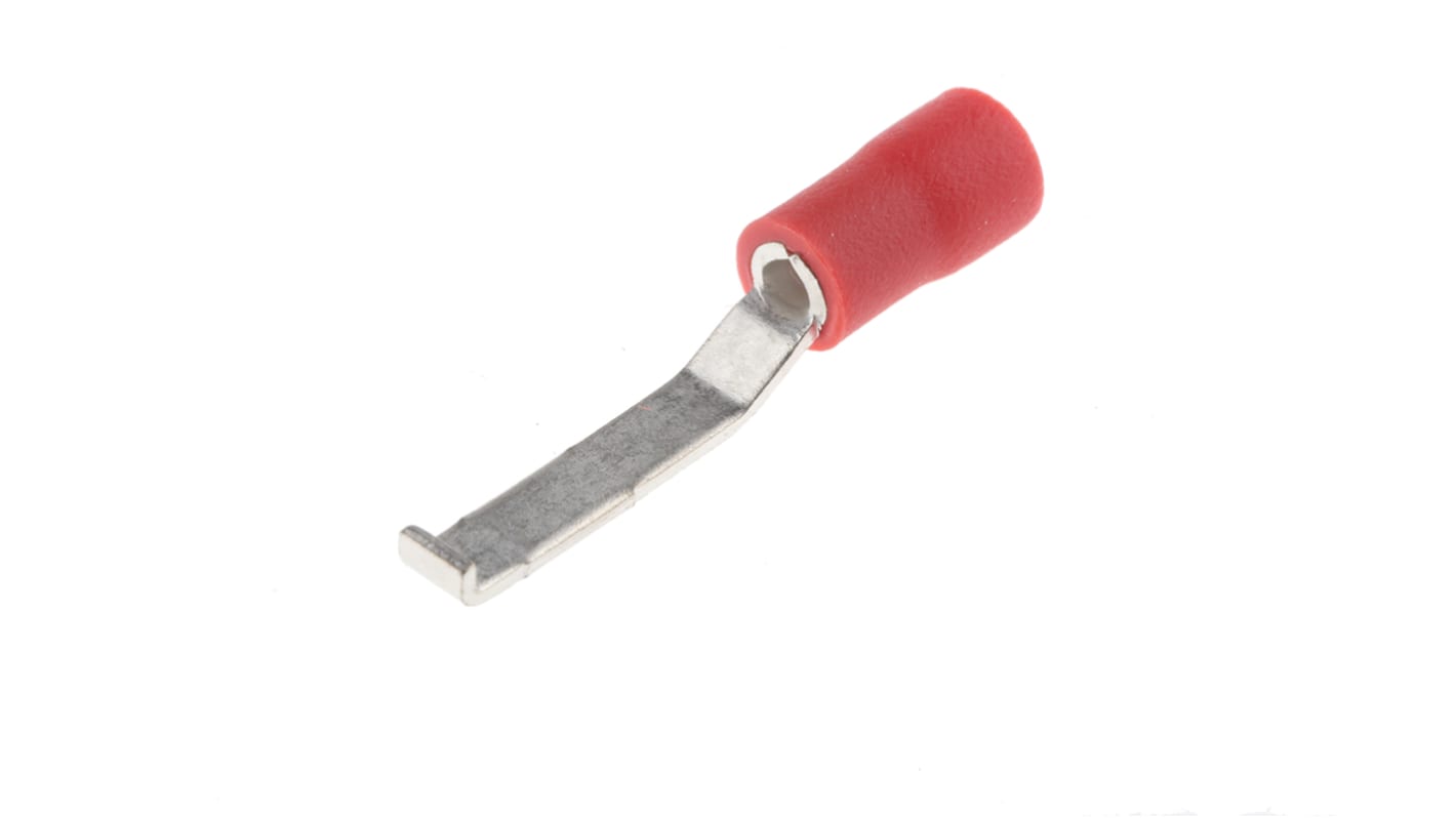 RS PRO Hooked Insulated Crimp Blade Terminal 16.8mm Blade Length, 0.5mm² to 1.5mm², 22AWG to 16AWG, Red