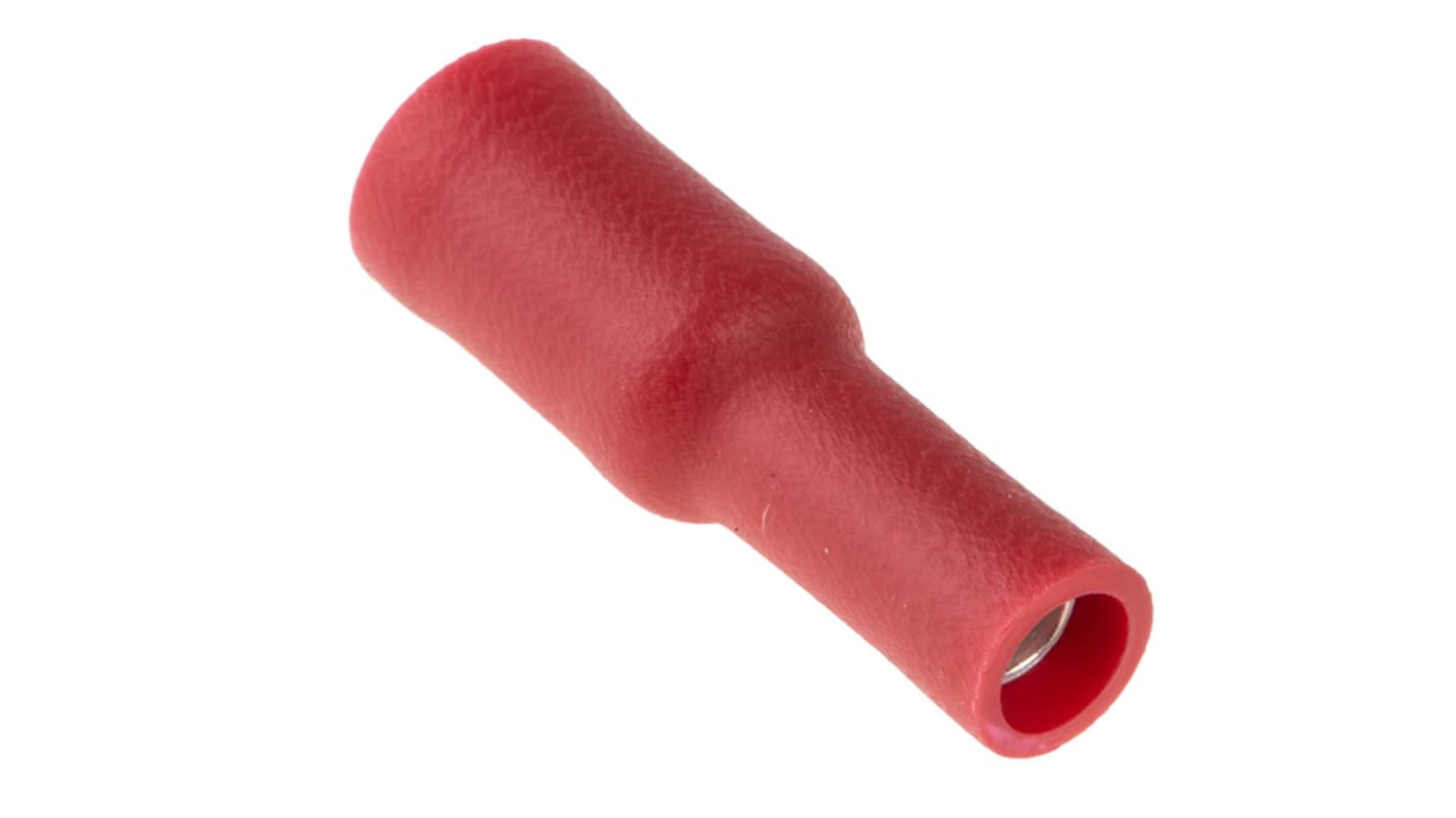 RS PRO Insulated, Red Crimp Bullet Connector, 0.5mm² to 1.5mm², 22AWG to 16AWG, 4mm Bullet diameter Female