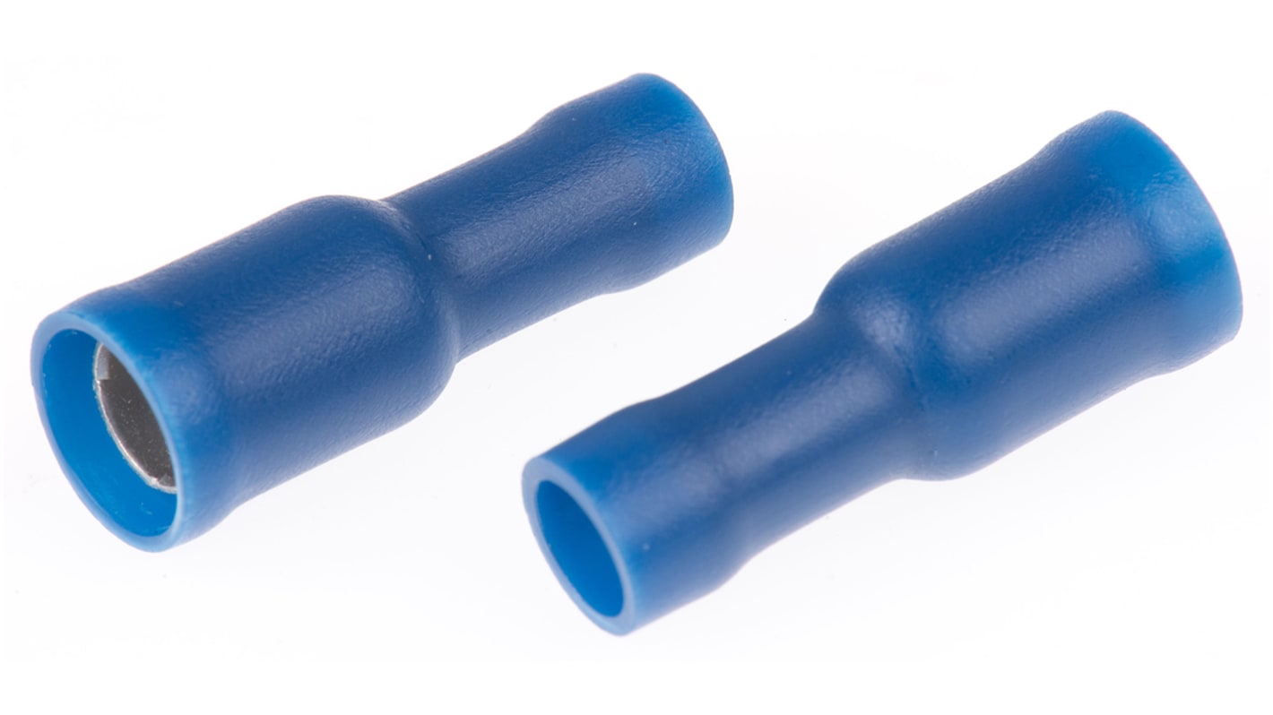 RS PRO Insulated, Blue Crimp Bullet Connector, 1.5mm² to 2.5mm², 16AWG to 14AWG, 5mm Bullet diameter Female