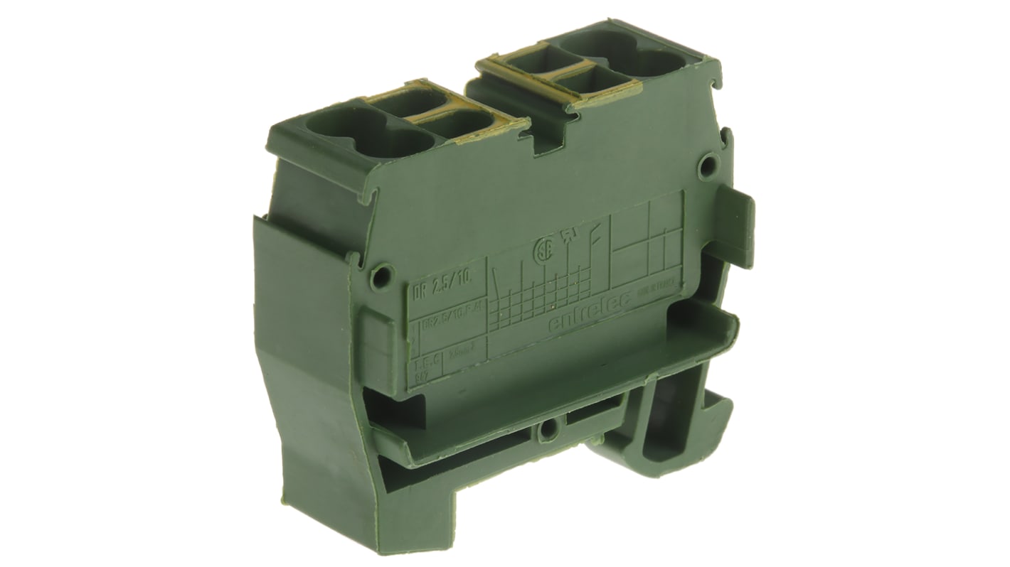 Entrelec DIN Rail Terminal Block, Clamp Termination