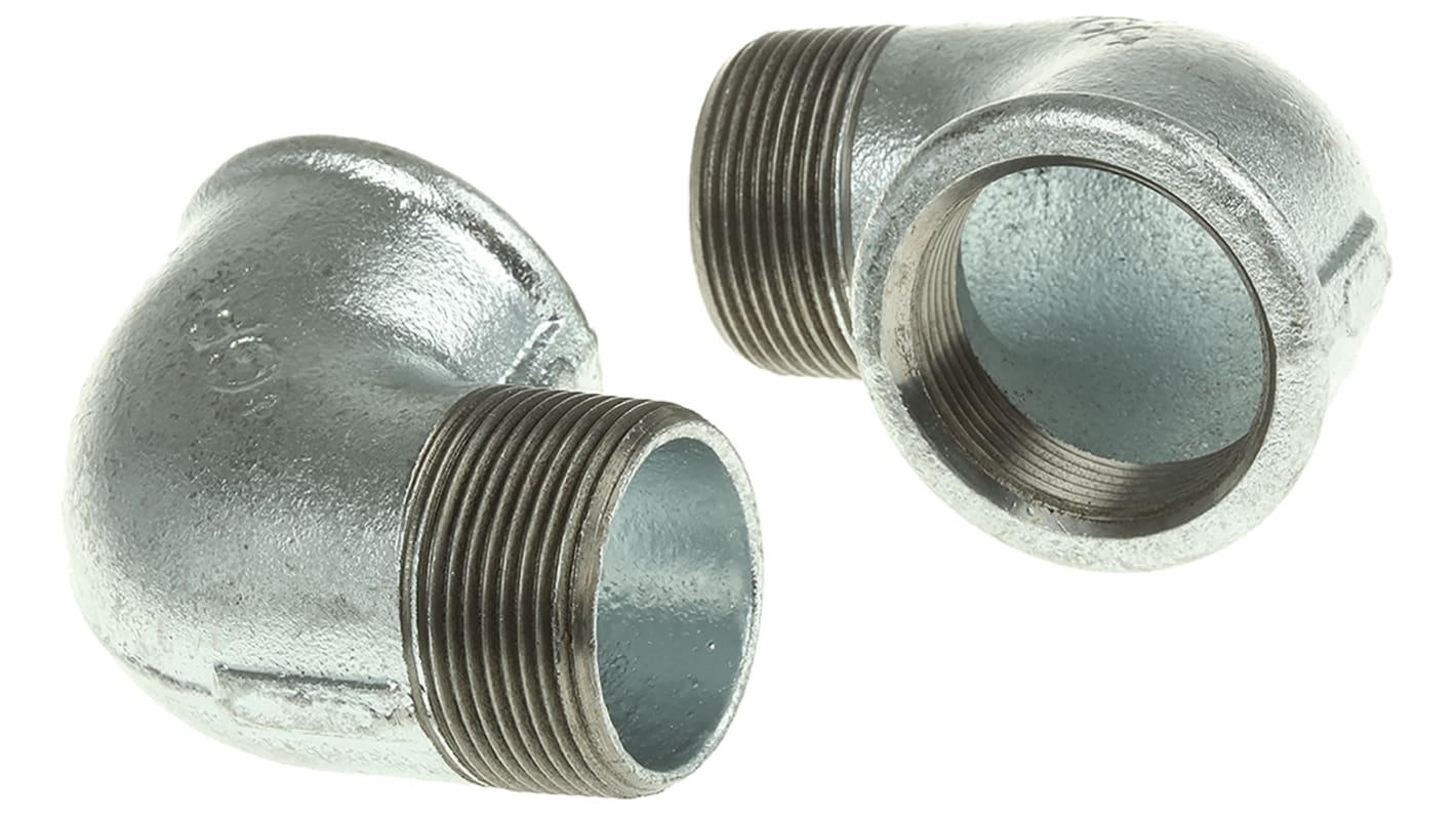 Georg Fischer Galvanised Malleable Iron Fitting, 90° Elbow, Male BSP 1-1/2in to Female BSP 1-1/2in