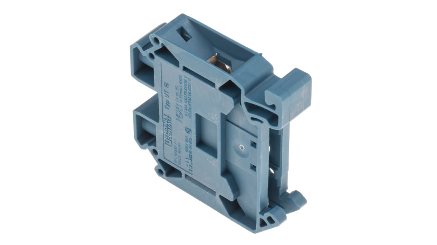 Phoenix Contact 3044209 UT 16 BU Series Blue, 1.5 → 25mm², Single-Level, Screw Termination, ATEX