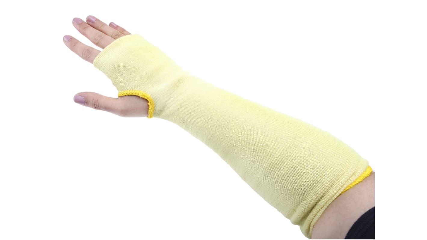 Polyco Healthline Touchstone Yellow Reusable Kevlar Arm Protector for Cut Resistant Use, 14in Length, One size