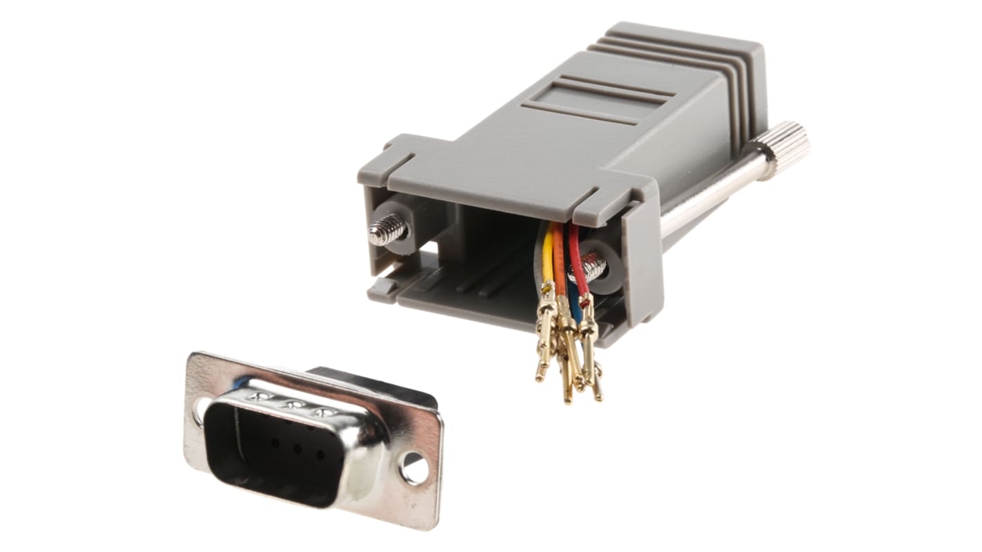 RS PRO D-Sub转接头, 9 路 D-Sub公头转RJ45母头, 插入式安装, 9