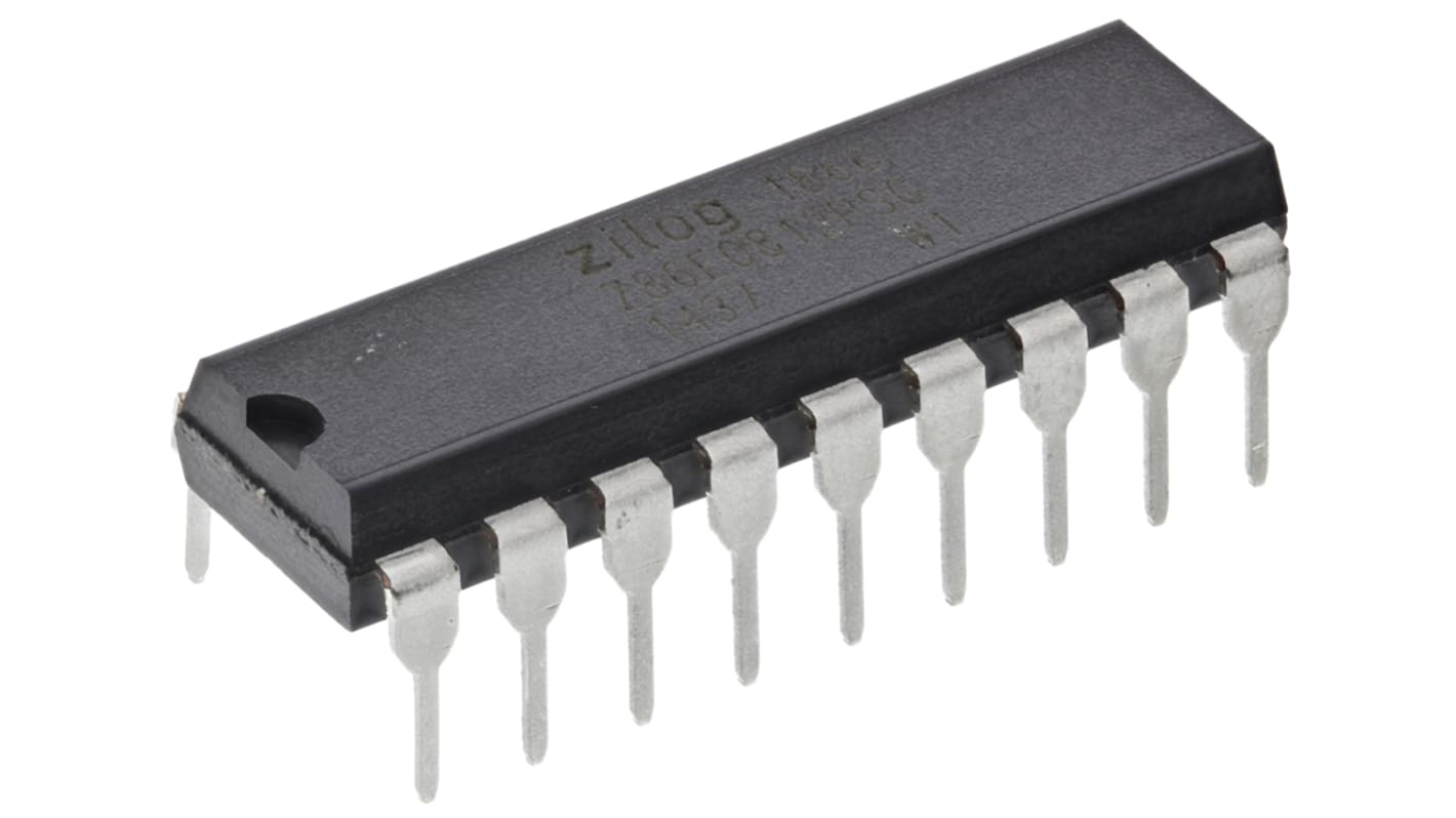 Microcontrolador Zilog Z86E0812PSG1866, núcleo Z8 de 8bit, RAM 125 B, 12MHZ, PDIP de 18 pines