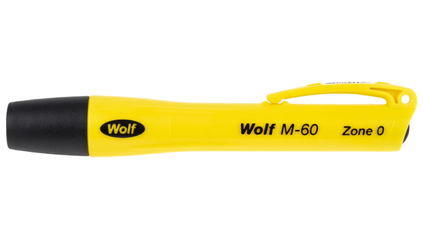 Wolf Safety 防爆笔形手电筒, 139 lm, LED, 2 x LR1 (N)电池, 黄色, IP67, M-60