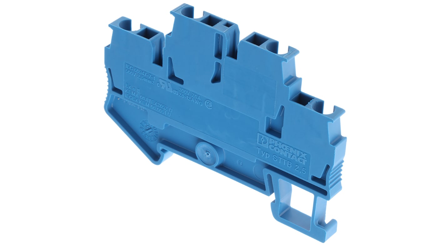 Phoenix Contact STTB 2.5 BU Series Blue Double Level Terminal Block, 0.08 → 4mm², Double-Level, Spring Clamp