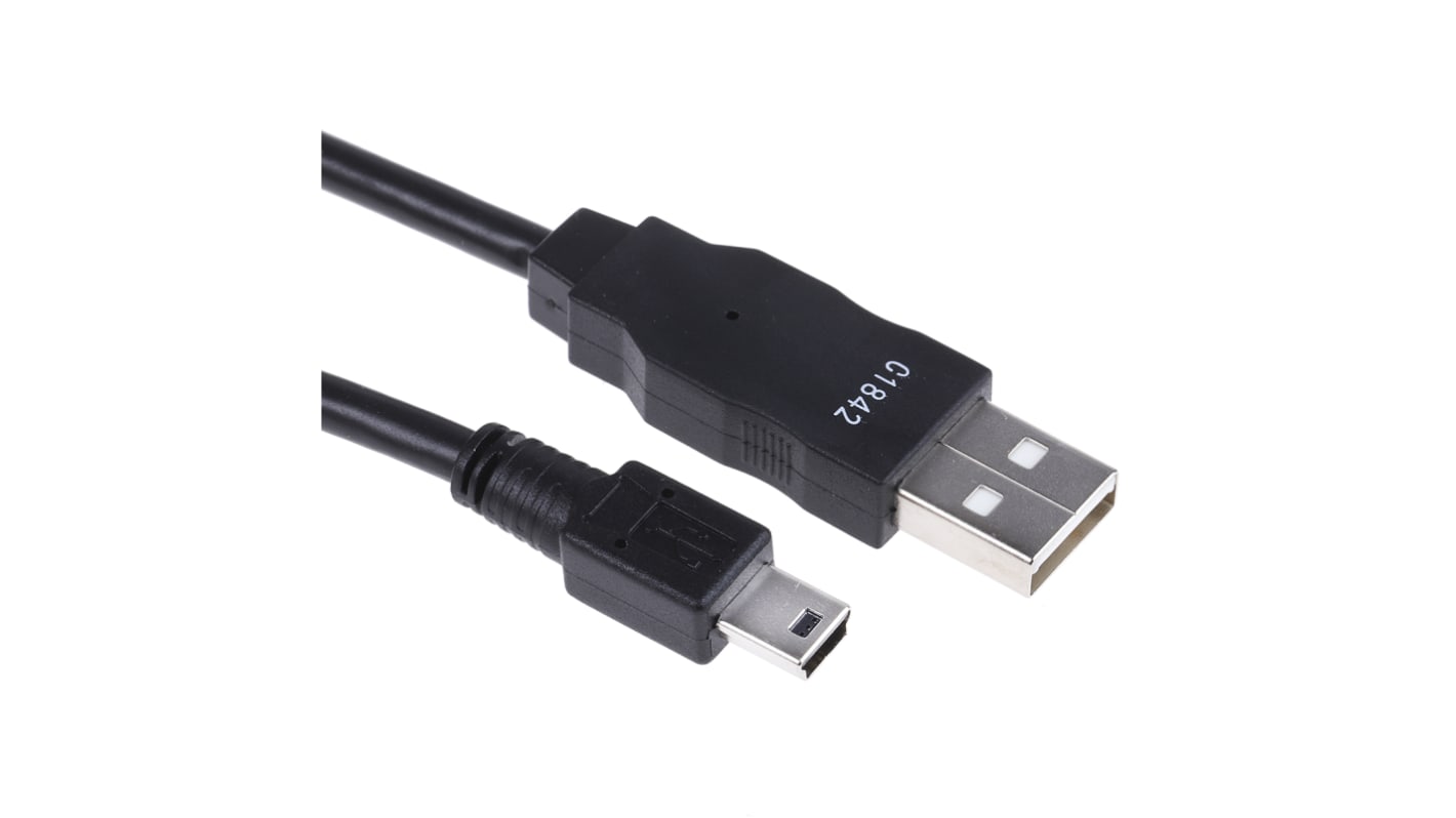 Molex USB 2.0, Male USB A to Male Mini USB B, 1m