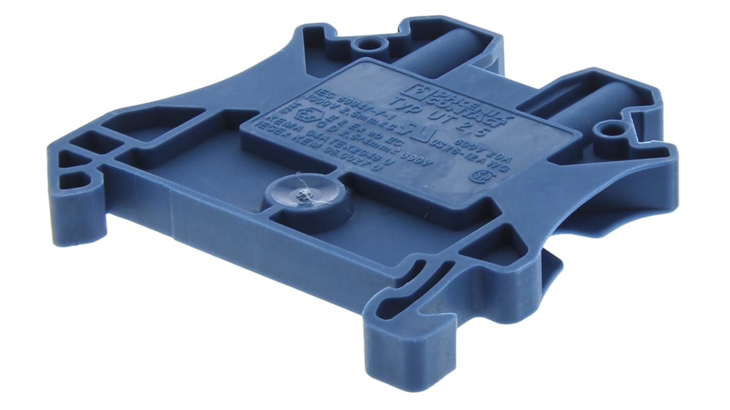 Phoenix Contact UT 2.5 BU Series Blue Feed Through Terminal Block, 0.14 → 4mm², Single-Level, Screw Termination,