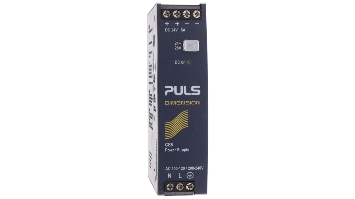 PULS DIMENSION C-Line Switch Mode DIN Rail Power Supply, 100→120V ac ac Input, 24V dc dc Output, 5A Output, 120W