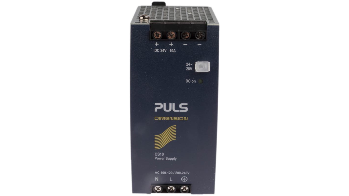 PULS DIMENSION C-Line Switched Mode DIN Rail Power Supply, 100→120V ac ac Input, 24V dc dc Output, 10A Output,