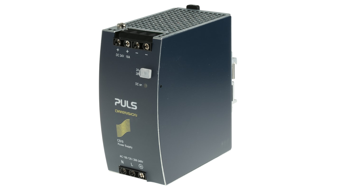PULS DIMENSION C-Line Switched Mode DIN Rail Power Supply, 100→120V ac ac Input, 24V dc dc Output, 10A Output,