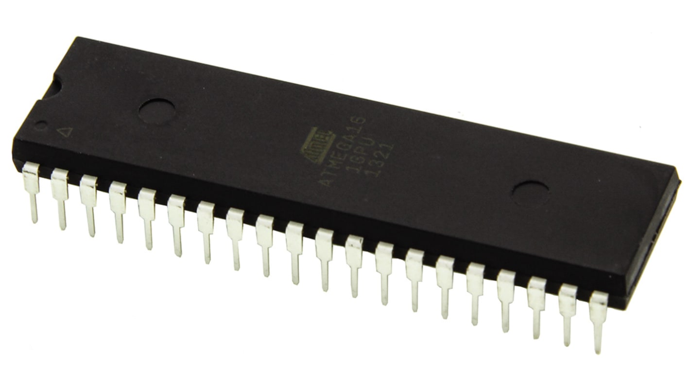 Mikrokontroler Microchip ATmega PDIP 40-pinowy Otwór przezierny AVR 16 kB, 512 B 8bit 16MHz RAM:1 kB Flash 4,5 do 5,5 V