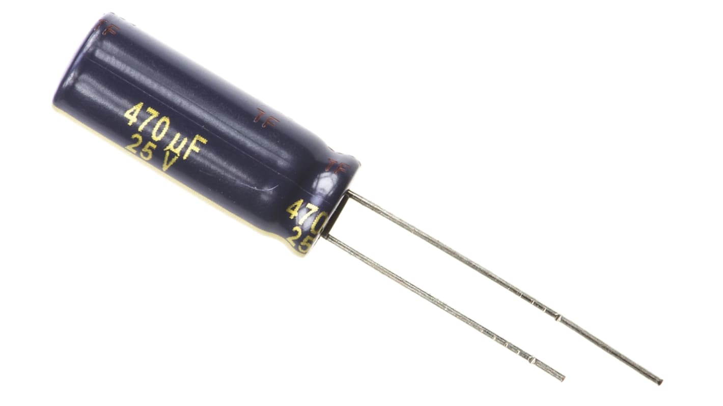 Panasonic 470μF Aluminium Electrolytic Capacitor 25V dc, Radial, Through Hole - EEUFC1E471L