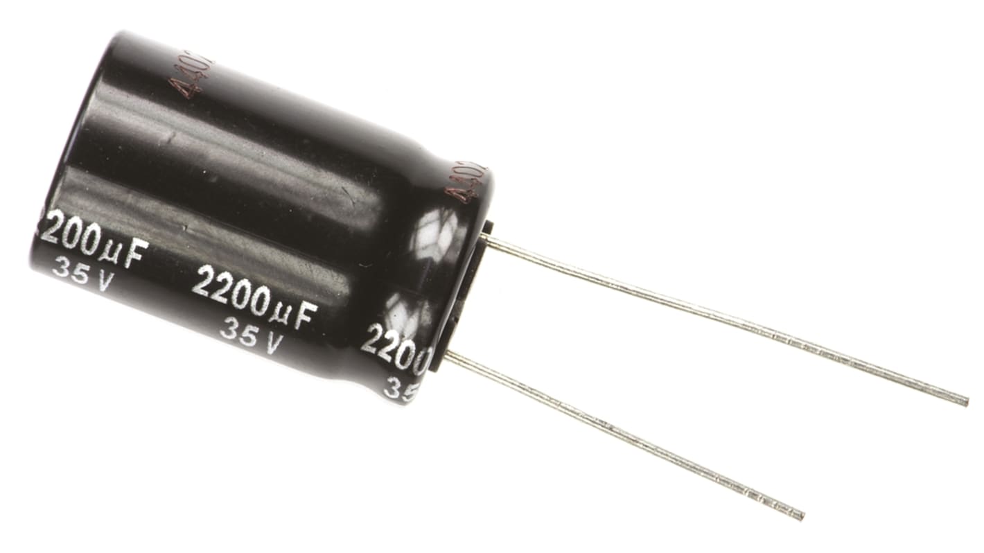 Panasonic 2200μF Aluminium Electrolytic Capacitor 35V dc, Radial, Through Hole - ECA1VHG222