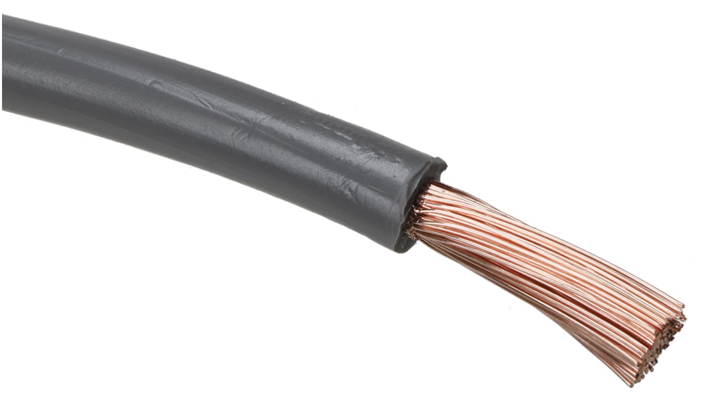 RS PRO Grey 16mm² Hook Up Wire, 6 AWG, 126/0.4 mm, 100m, PVC Insulation