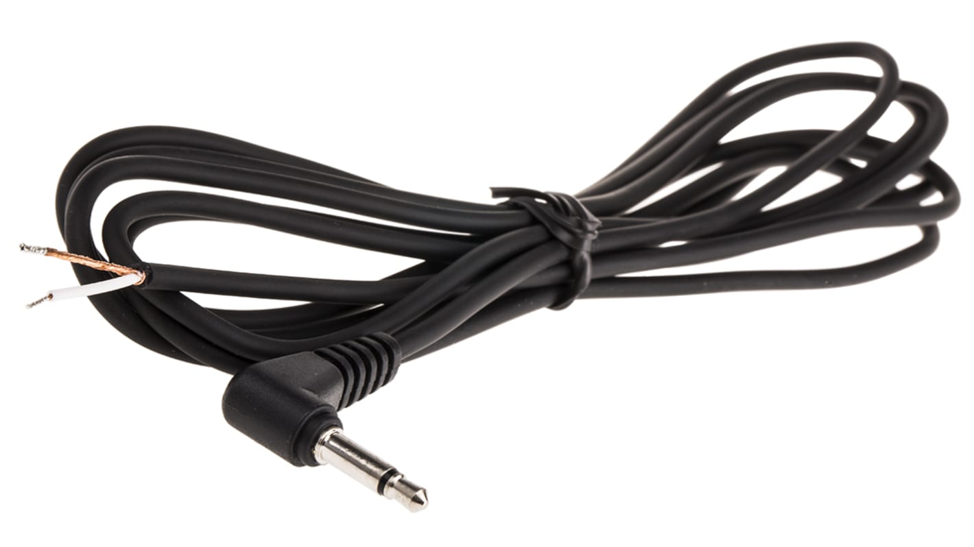 Switchcraft 33HR Male 3.5mm Mono Jack to Unterminated Aux Cable, Black, 2m 33HR07884X