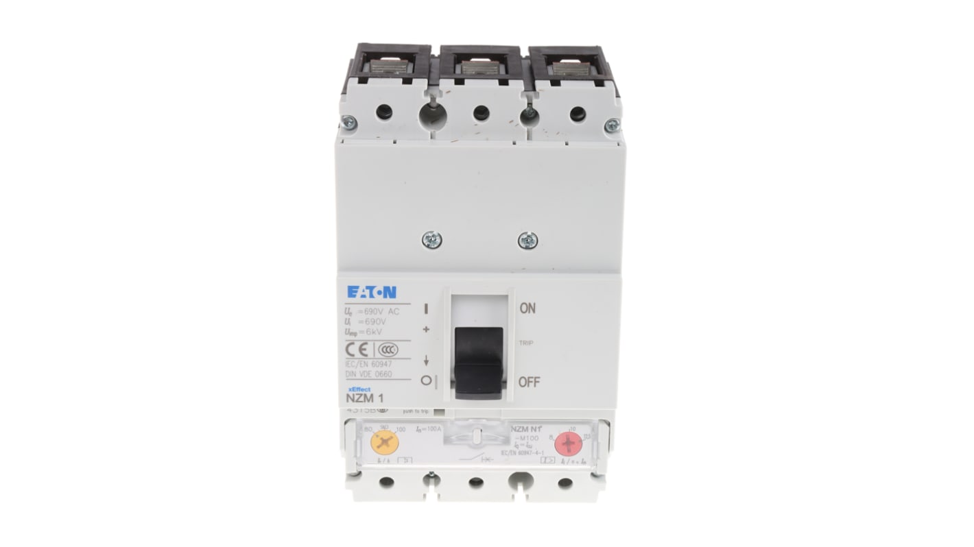 Eaton, xEnergy MCCB 1P 100A, Breaking Capacity 50 kA, Fixed Mount