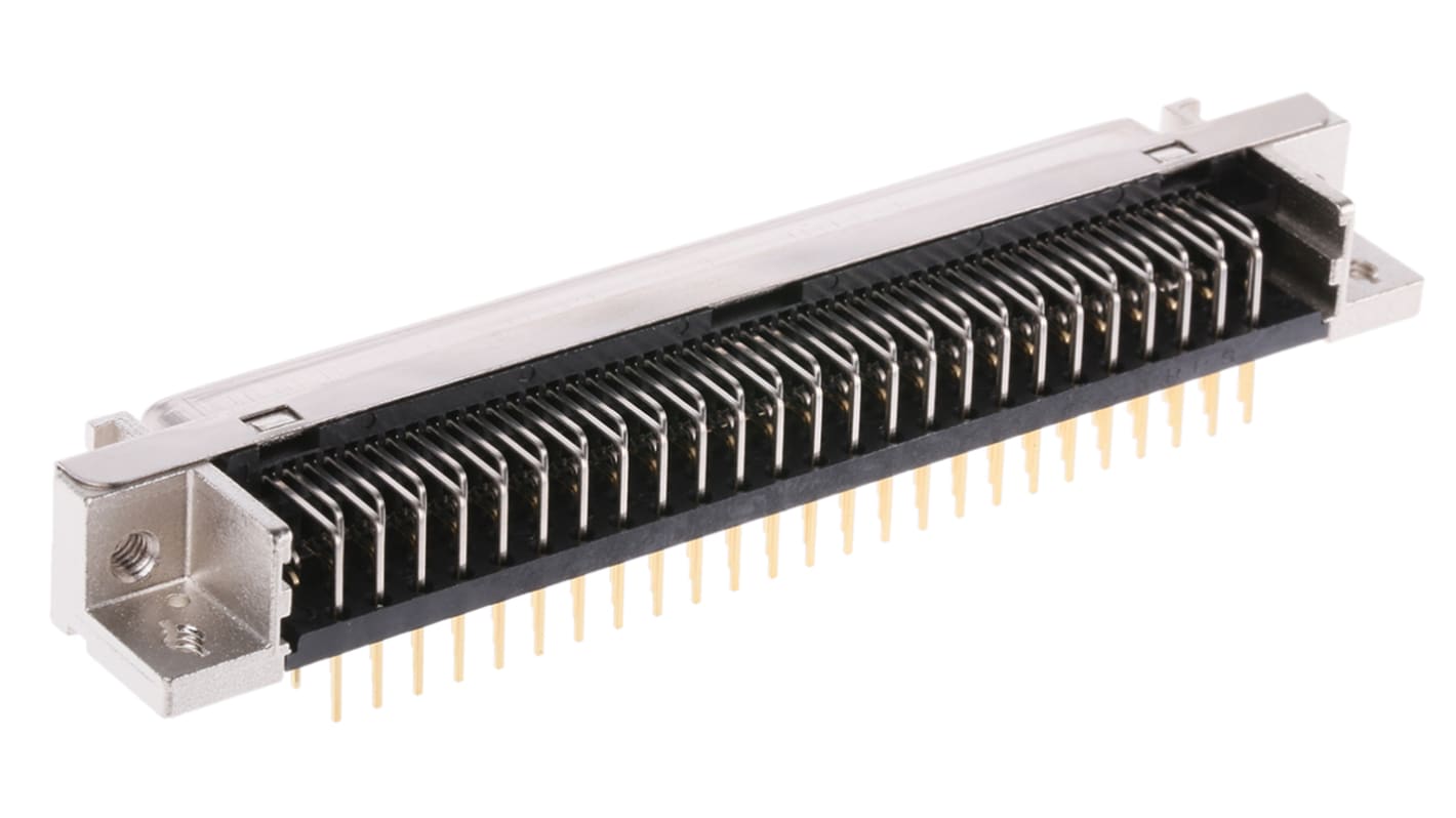 3M Female 100 Pin Right Angle Through Hole SCSI Connector 2.54mm Pitch, Solder