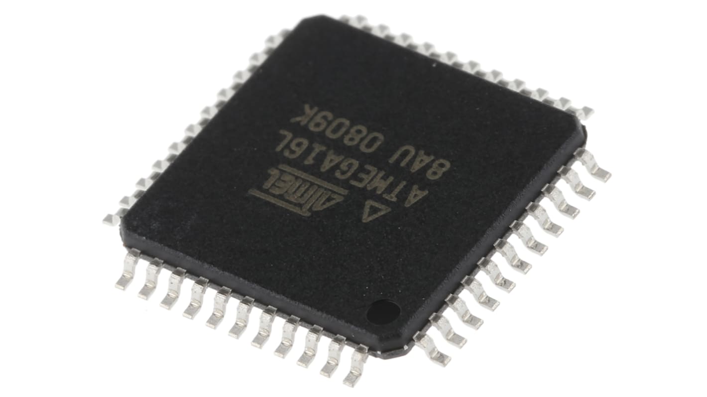 Mikrokontroler Microchip ATmega TQFP 44-pinowy Montaż powierzchniowy AVR 16 kB, 512 B 8bit 8MHz RAM:1 kB Flash 2.7