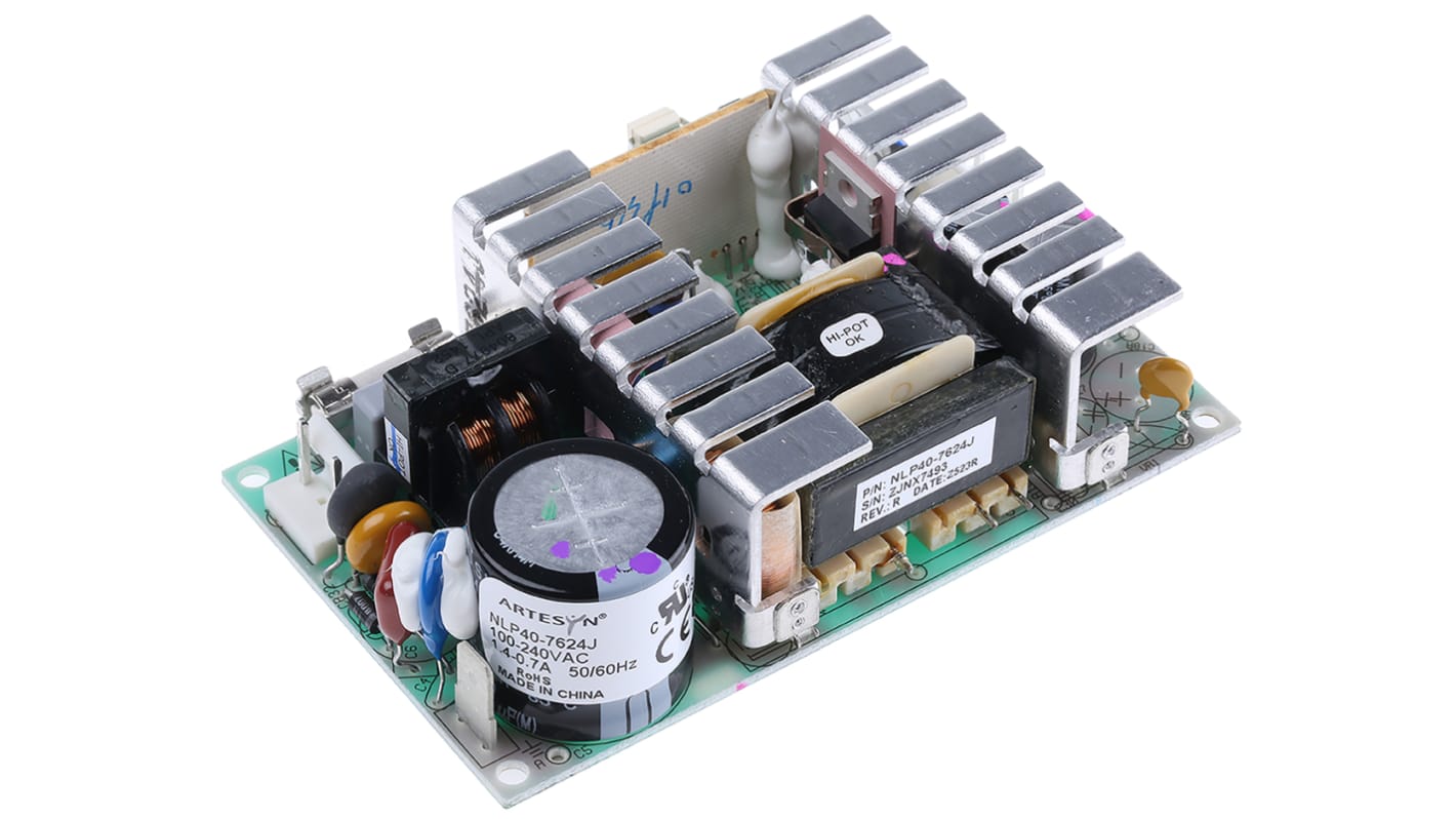 Artesyn Embedded Technologies Switching Power Supply, NLP40-7624J, 24V dc, 1.6A, 40W, 1 Output, 120 → 370 V dc,