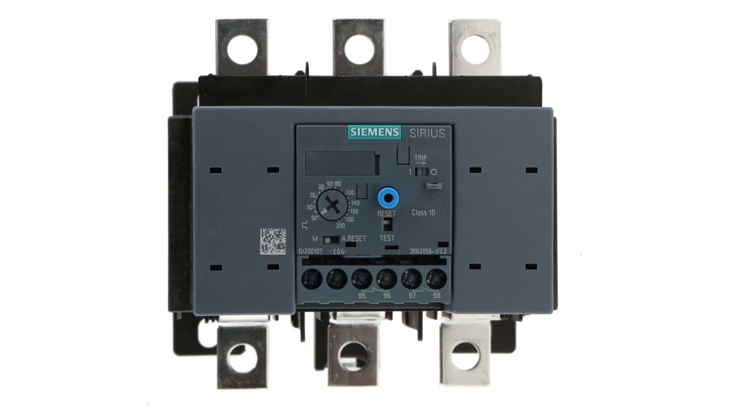 Siemens 3RB Overload Relay 1NO + 1NC, 50 → 200 A F.L.C, 315 A Contact Rating, 90 kW, 3P, SIRIUS Classic