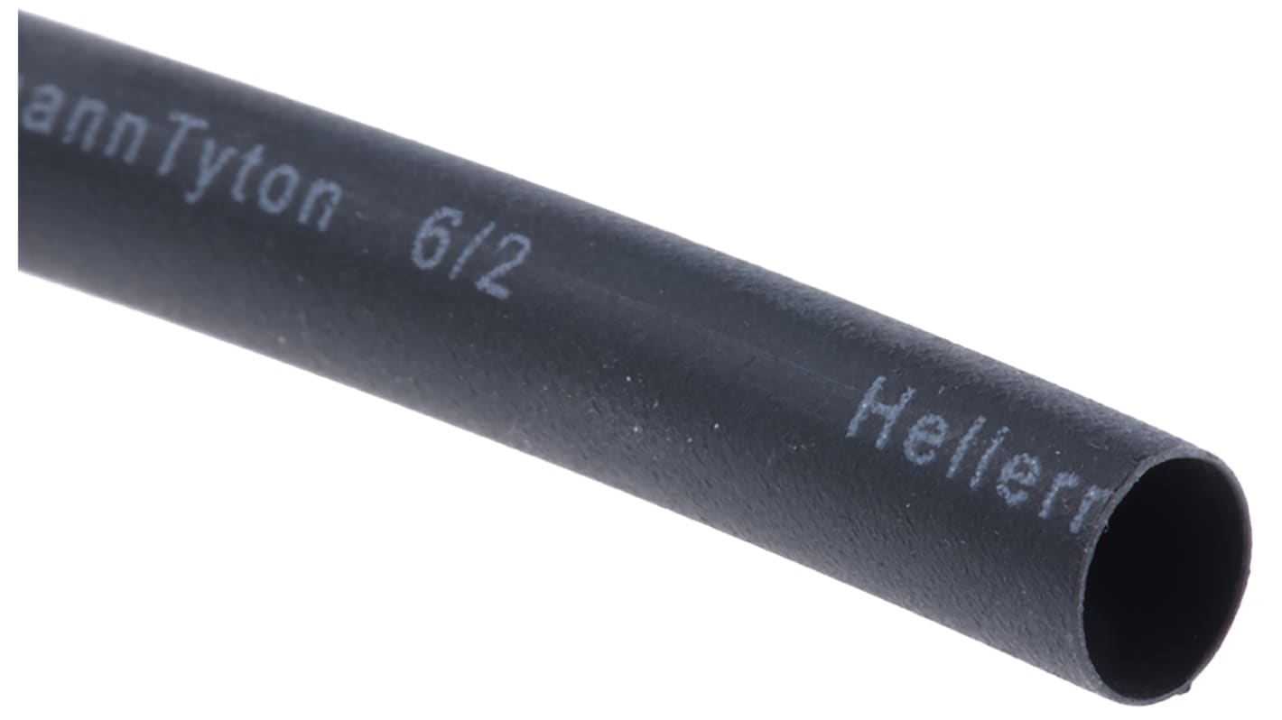 HellermannTyton Heat Shrink Tubing, Black 6mm Sleeve Dia. x 1m Length 3:1 Ratio, TREDUX Series