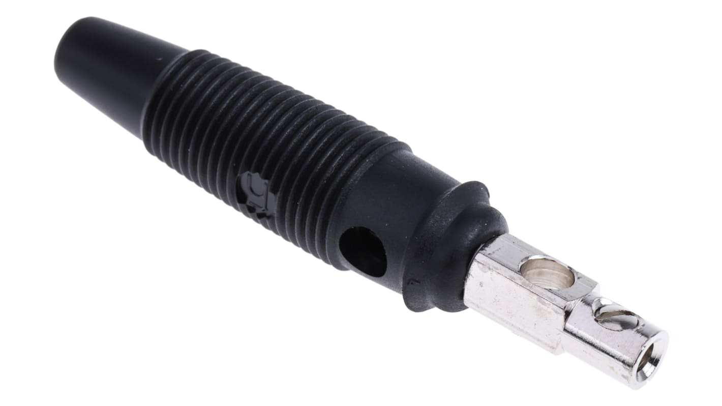 Hirschmann Test & Measurement Black Male Banana Plug, 4 mm Connector, Screw Termination, 16A, 60V dc, Nickel Plating