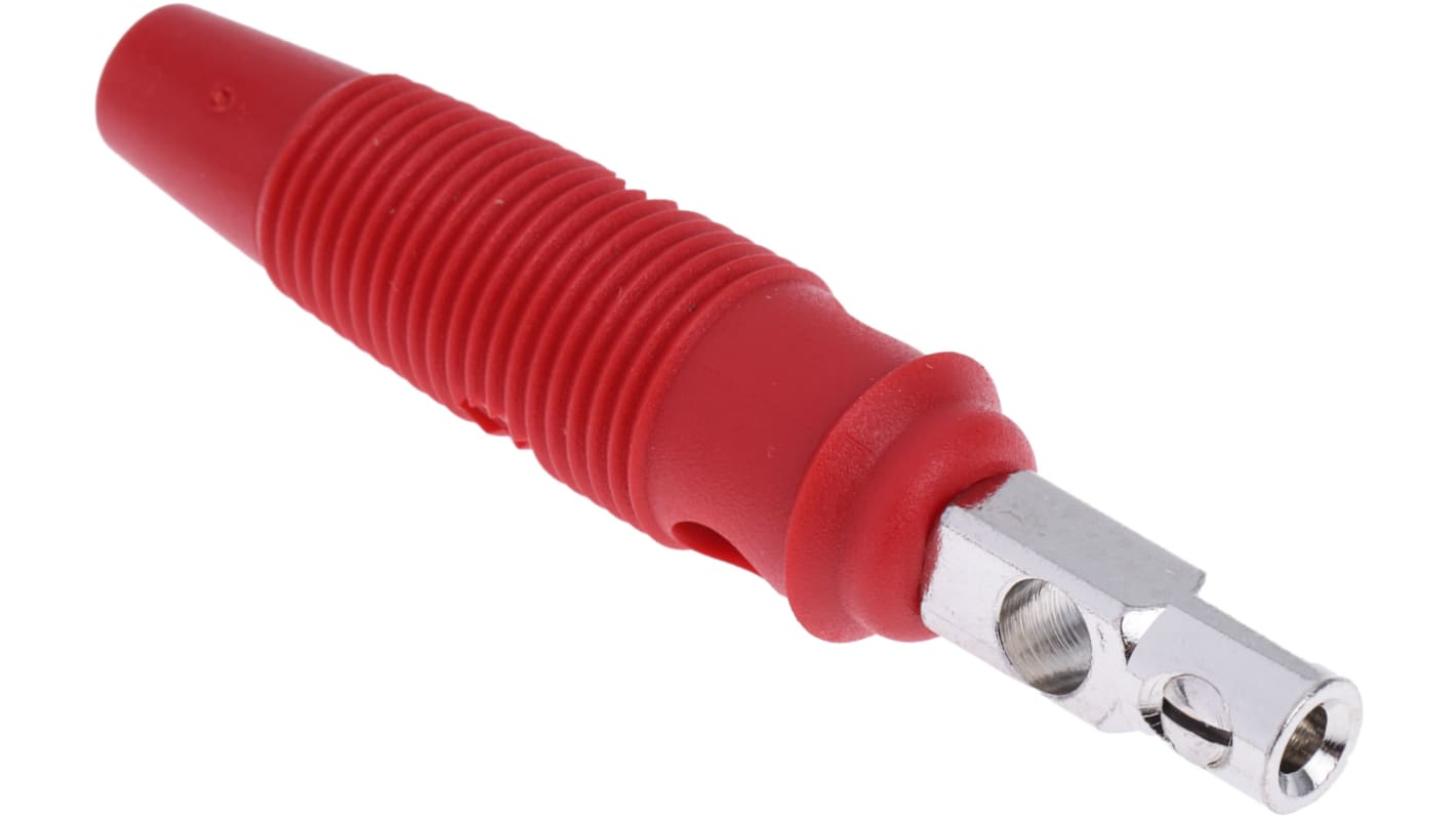 Hirschmann Test & Measurement Red Male Banana Plug, 4 mm Connector, Screw Termination, 16A, 60V dc, Nickel Plating