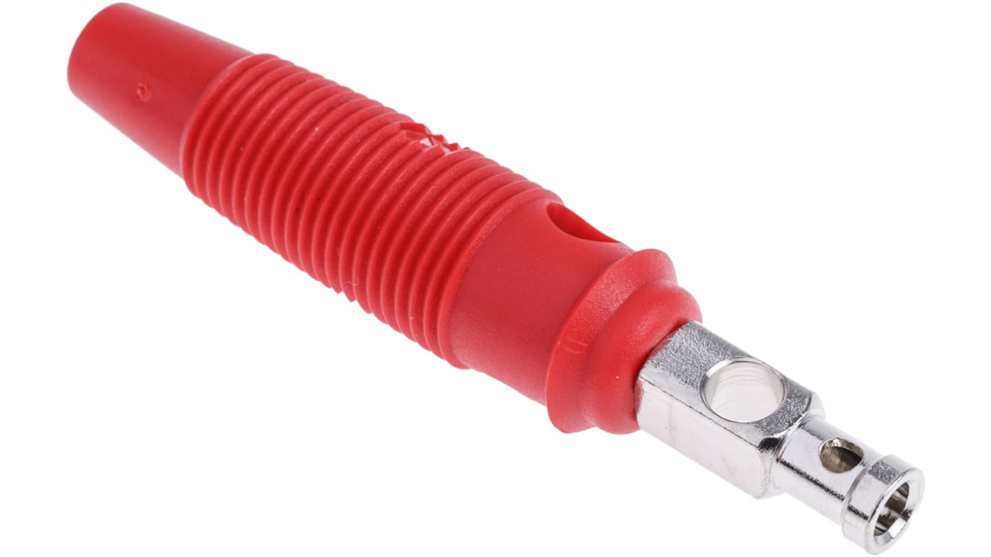 Hirschmann Test & Measurement Red Male Banana Plug, 4 mm Connector, Solder Termination, 30A, 30 V ac, 60V dc, Nickel