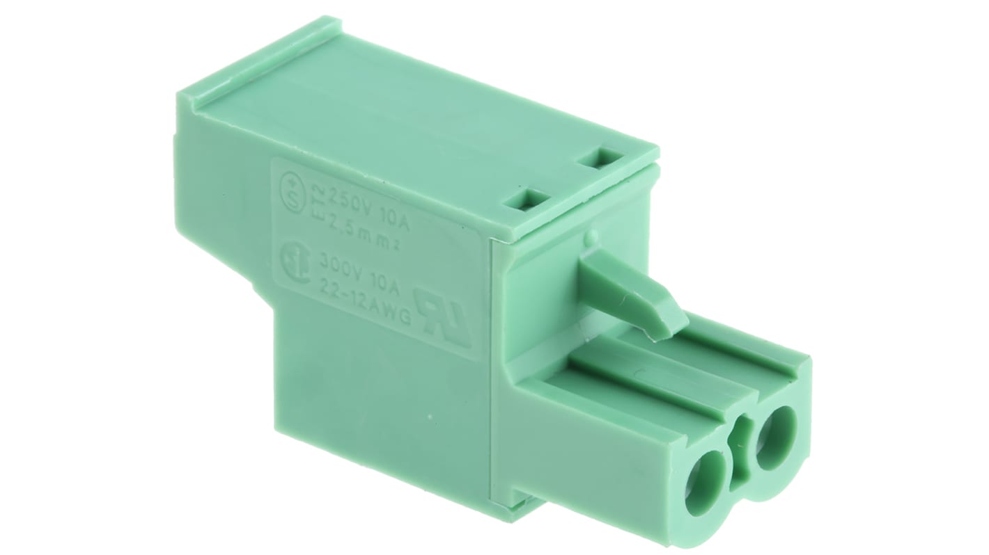 Phoenix Contact 5.08mm Pitch 2 Way Pluggable Terminal Block, Plug, Cable Mount, Screw Termination