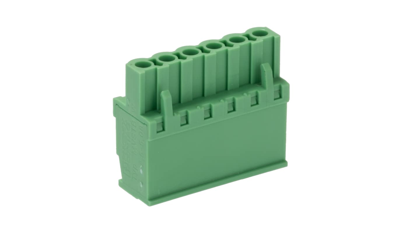 Phoenix Contact, 5.08mm Pitch, MVSTBW 2.5/ 6-ST-5.08, 6 Way, Pluggable Terminal Block, Plug, Cable Mount, Screw Down