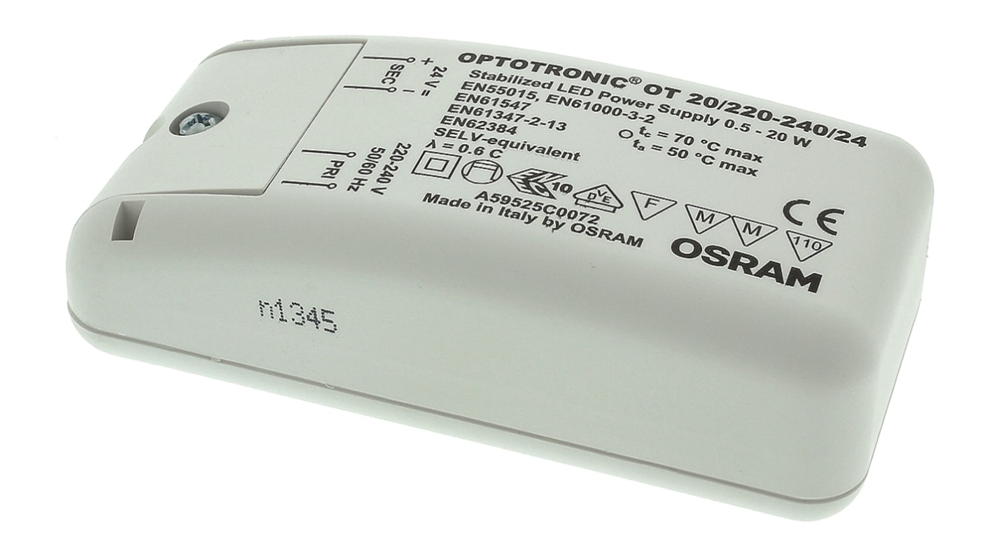 Driver LED tensión constante Osram OPTOTRONIC OT, IN: 230 → 240 V, OUT: 24V, 830mA, 20W, IP20