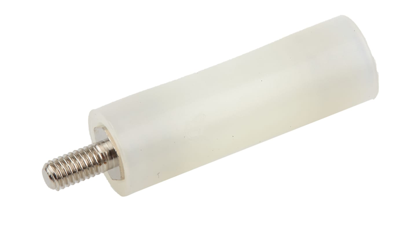 RS PRO Standoff, M3 x M3 Thread, 25mm Body, Nylon 66, Male/Female, 6mm Stud